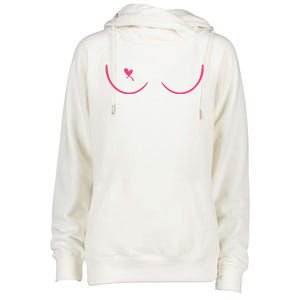 Breast Cancer Awareness Breast Heart Womens Funnel Neck Pullover Hood