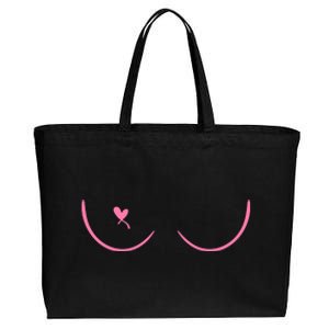 Breast Cancer Awareness Breast Heart Cotton Canvas Jumbo Tote