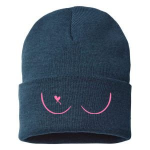 Breast Cancer Awareness Breast Heart Sustainable Knit Beanie