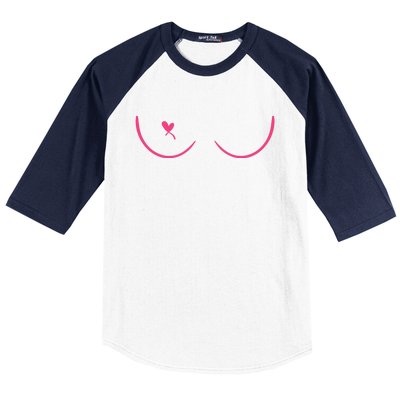 Breast Cancer Awareness Breast Heart Baseball Sleeve Shirt