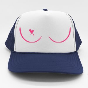 Breast Cancer Awareness Breast Heart Trucker Hat