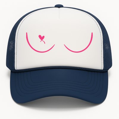 Breast Cancer Awareness Breast Heart Trucker Hat