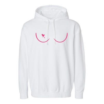 Breast Cancer Awareness Breast Heart Garment-Dyed Fleece Hoodie