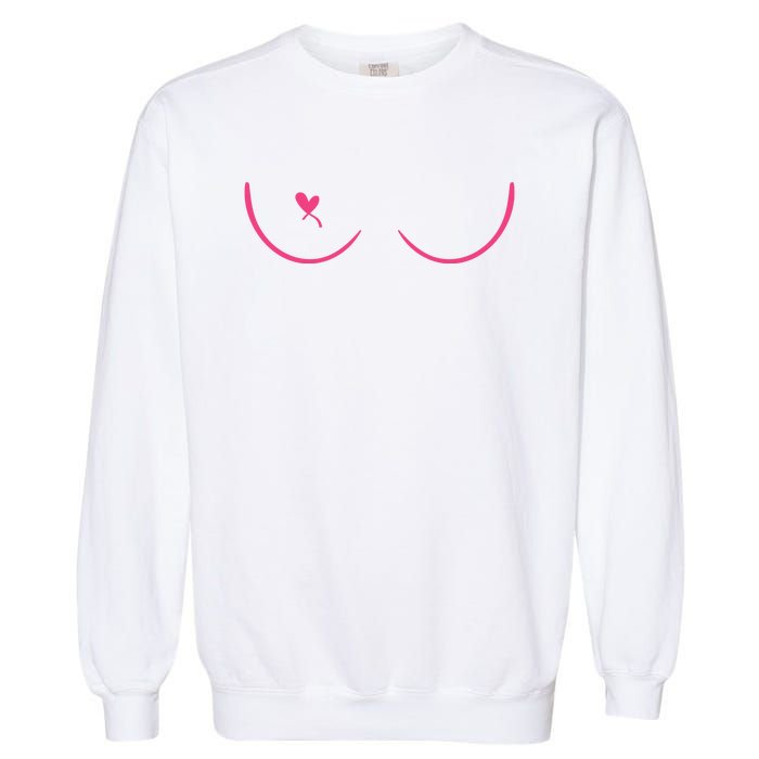 Breast Cancer Awareness Breast Heart Garment-Dyed Sweatshirt