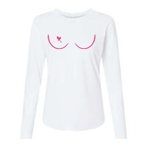 Breast Cancer Awareness Breast Heart Womens Cotton Relaxed Long Sleeve T-Shirt