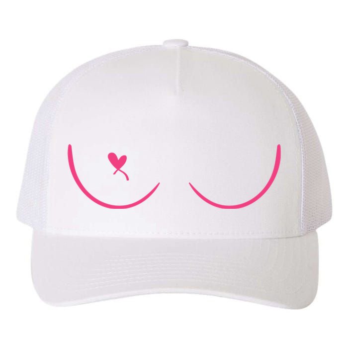 Breast Cancer Awareness Breast Heart Yupoong Adult 5-Panel Trucker Hat