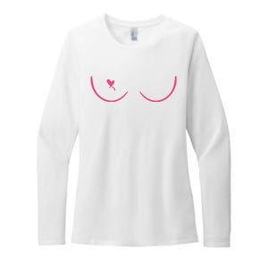 Breast Cancer Awareness Breast Heart Womens CVC Long Sleeve Shirt