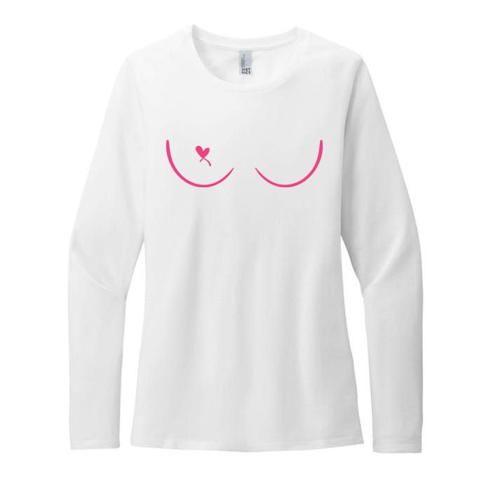 Breast Cancer Awareness Breast Heart Womens CVC Long Sleeve Shirt