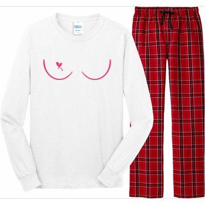 Breast Cancer Awareness Breast Heart Long Sleeve Pajama Set