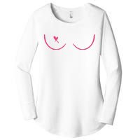 Breast Cancer Awareness Breast Heart Women's Perfect Tri Tunic Long Sleeve Shirt