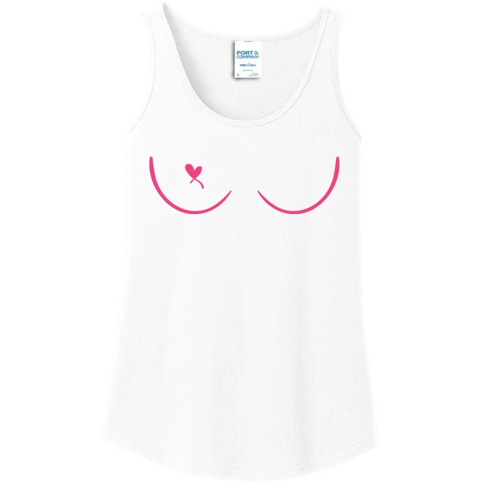 Breast Cancer Awareness Breast Heart Ladies Essential Tank