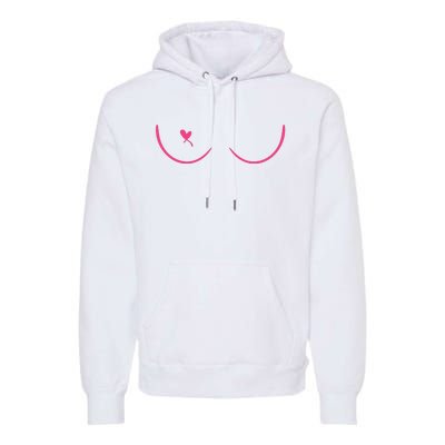 Breast Cancer Awareness Breast Heart Premium Hoodie