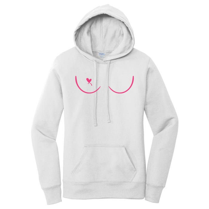 Breast Cancer Awareness Breast Heart Women's Pullover Hoodie