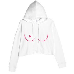 Breast Cancer Awareness Breast Heart Crop Fleece Hoodie