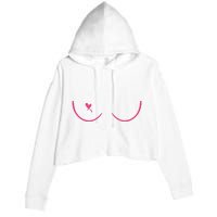 Breast Cancer Awareness Breast Heart Crop Fleece Hoodie