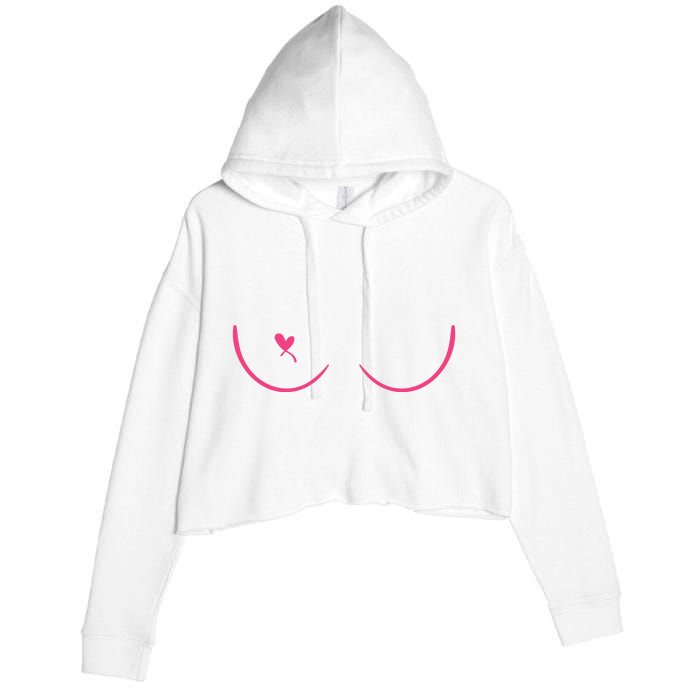 Breast Cancer Awareness Breast Heart Crop Fleece Hoodie