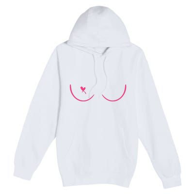 Breast Cancer Awareness Breast Heart Premium Pullover Hoodie