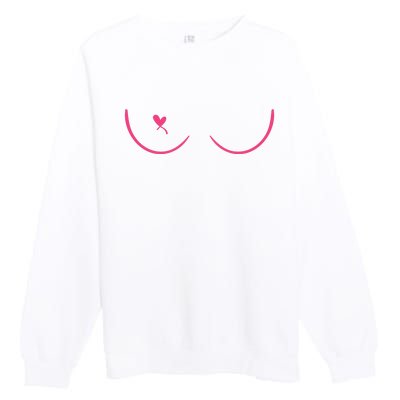 Breast Cancer Awareness Breast Heart Premium Crewneck Sweatshirt