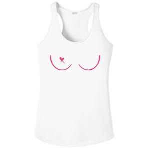 Breast Cancer Awareness Breast Heart Ladies PosiCharge Competitor Racerback Tank