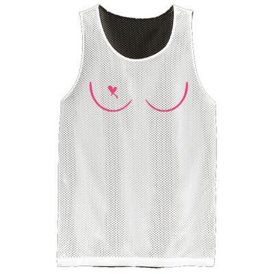 Breast Cancer Awareness Breast Heart Mesh Reversible Basketball Jersey Tank