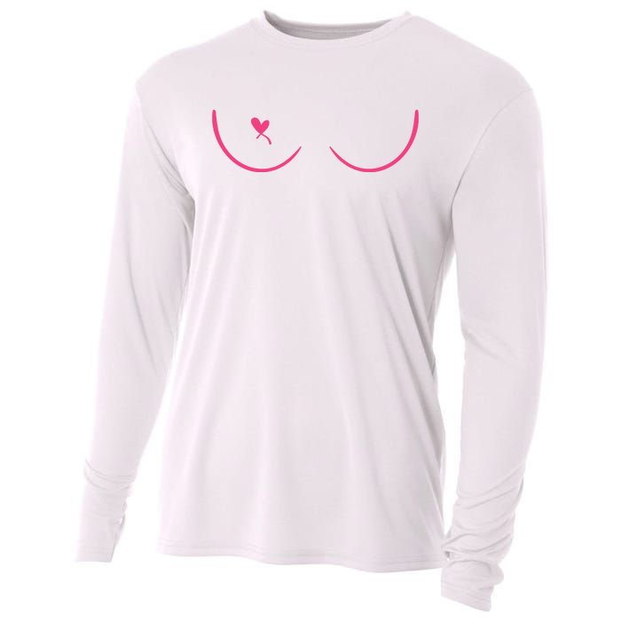 Breast Cancer Awareness Breast Heart Cooling Performance Long Sleeve Crew