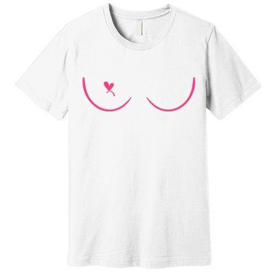 Breast Cancer Awareness Breast Heart Premium T-Shirt