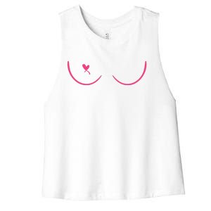 Breast Cancer Awareness Breast Heart Women's Racerback Cropped Tank