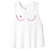 Breast Cancer Awareness Breast Heart Women's Racerback Cropped Tank