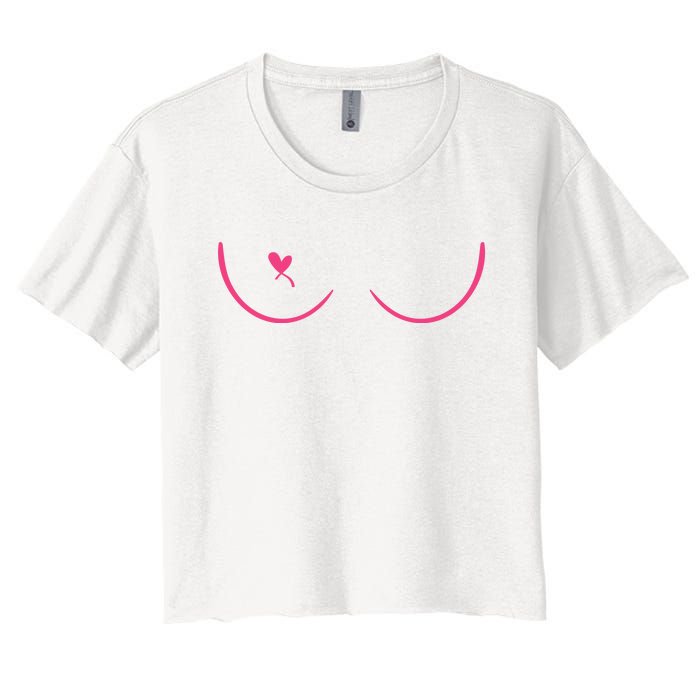 Breast Cancer Awareness Breast Heart Women's Crop Top Tee