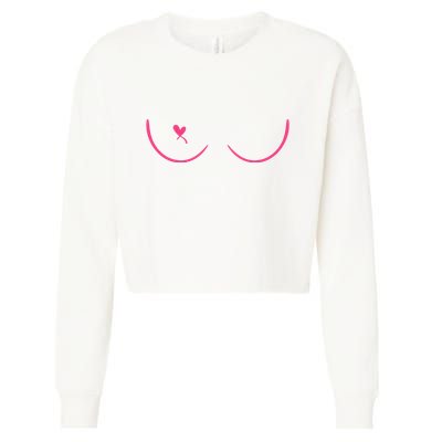 Breast Cancer Awareness Breast Heart Cropped Pullover Crew