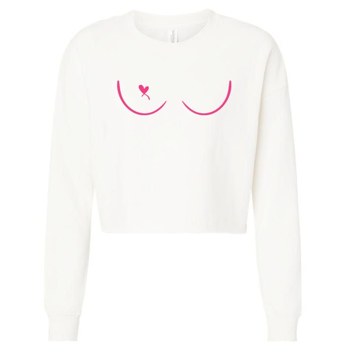 Breast Cancer Awareness Breast Heart Cropped Pullover Crew