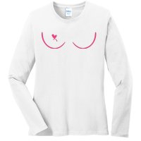 Breast Cancer Awareness Breast Heart Ladies Long Sleeve Shirt