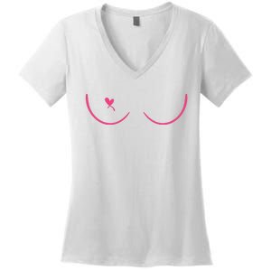 Breast Cancer Awareness Breast Heart Women's V-Neck T-Shirt