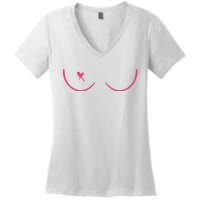 Breast Cancer Awareness Breast Heart Women's V-Neck T-Shirt