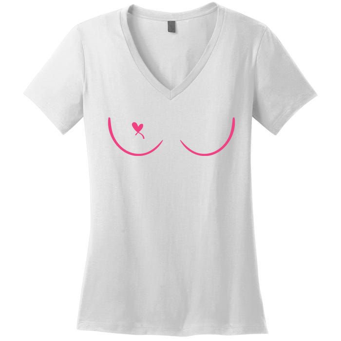 Breast Cancer Awareness Breast Heart Women's V-Neck T-Shirt