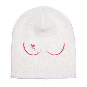 Breast Cancer Awareness Breast Heart Short Acrylic Beanie