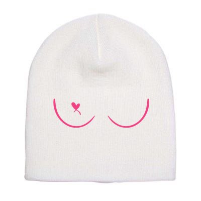 Breast Cancer Awareness Breast Heart Short Acrylic Beanie