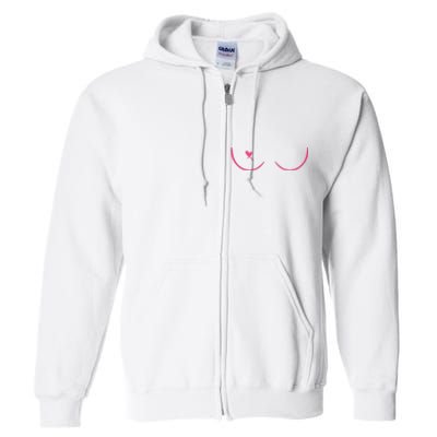 Breast Cancer Awareness Breast Heart Full Zip Hoodie