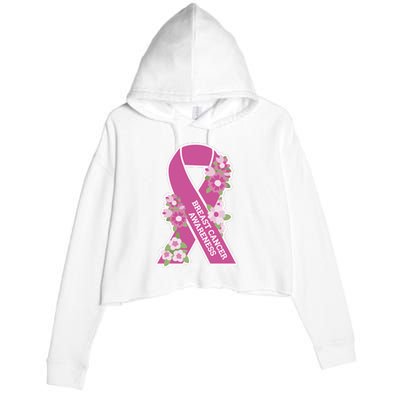 Breast Cancer Awareness Floral Crop Fleece Hoodie