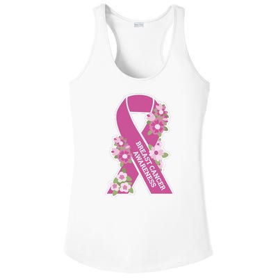 Breast Cancer Awareness Floral Ladies PosiCharge Competitor Racerback Tank