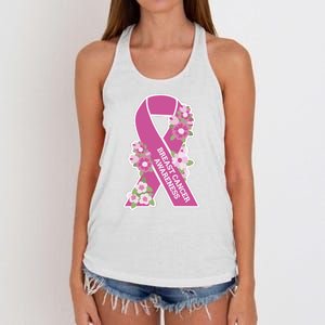 Breast Cancer Awareness Floral Women's Knotted Racerback Tank