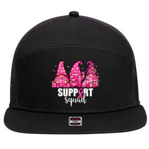 Breast Cancer Awareness Gnomes Support Squad 7 Panel Mesh Trucker Snapback Hat