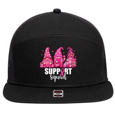 Breast Cancer Awareness Gnomes Support Squad 7 Panel Mesh Trucker Snapback Hat