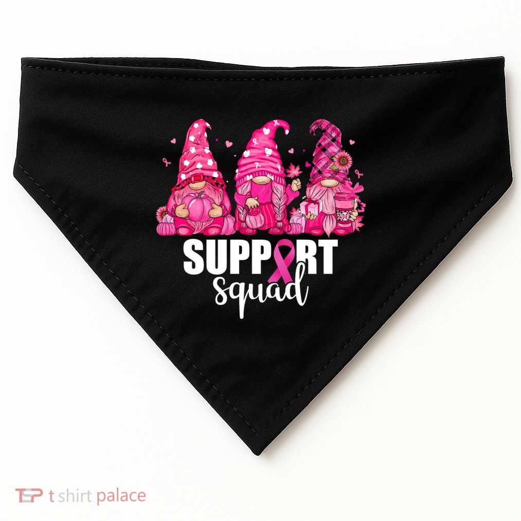 Breast Cancer Awareness Gnomes Support Squad USA-Made Doggie Bandana