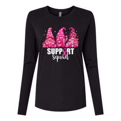 Breast Cancer Awareness Gnomes Support Squad Womens Cotton Relaxed Long Sleeve T-Shirt