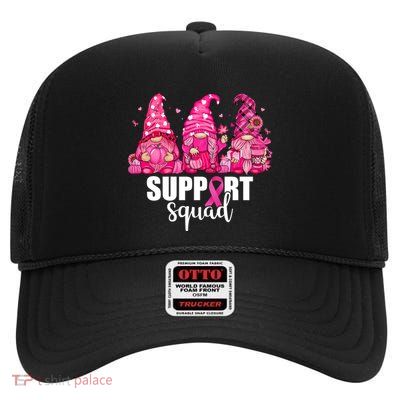 Breast Cancer Awareness Gnomes Support Squad High Crown Mesh Back Trucker Hat