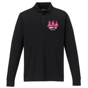 Breast Cancer Awareness Gnomes Support Squad Performance Long Sleeve Polo