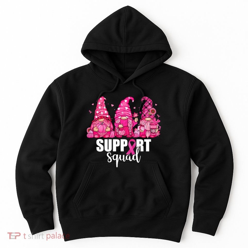 Breast Cancer Awareness Gnomes Support Squad Hoodie