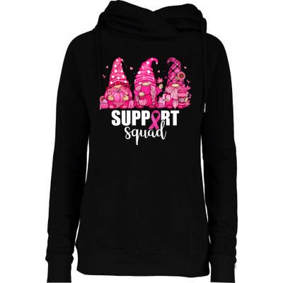 Breast Cancer Awareness Gnomes Support Squad Womens Funnel Neck Pullover Hood