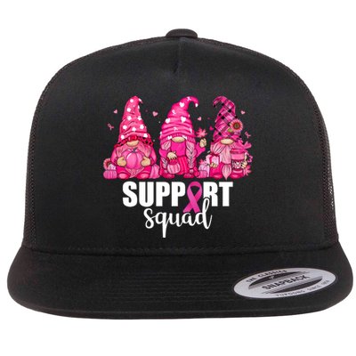 Breast Cancer Awareness Gnomes Support Squad Flat Bill Trucker Hat